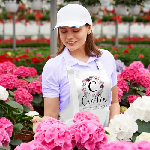 Miniatura 4 de Delantal de cocina blanco personalizado, regalos para mujeres, 9 diseños lindos con texto de nombre, delantales de cocina personalizados