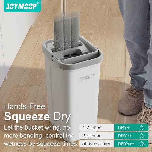 Miniatura 3 de JOYMOOP Sistema de trapeador plano y cubo de microfibra, trapeadores para limpieza de suelos y limpiador de paredes, madera dura, azulejos, Blanco