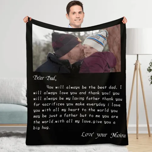 Manta personalizada para el mejor papá, regalos personalizados para hombres, mantas personalizadas con fotos, texto para papá, marido, familia,