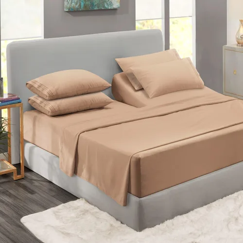 Miniatura 86 de Clara Clark - Juego de sábanas King con Flex Top, 6 piezas - Sábanas de lujo para cama King con cabeza dividida, juego de cama súper suave, King