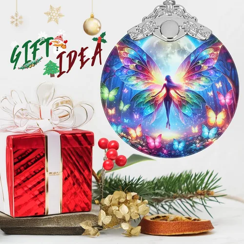 Miniatura 6 de Jocidea - Adorno de Vidrio Manchado de Elfo Mariposa - Adorno Navideño - Adornos Navideños para Árbol - Ideas de Regalos de Vacaciones - Intercambio