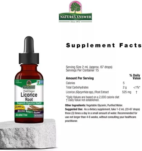 Miniatura 2 de Nature's Answer Suplemento líquido de raíz de regaliz de 1 onza líquida Apoyo diario de la digestión Refuerzo inmunológico natural Promueve