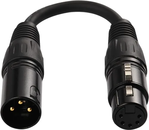 Miniatura 3 de MFL. Adaptador DMX de 3 pines a 5 pines (3 pines macho a 5 pines hembra) Señal XLR DMX cable de 3 pines a 5 pines para micrófono de iluminación