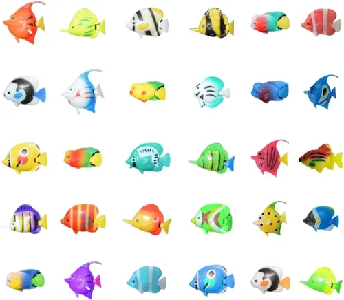 30 piezas de decoración de pecera de acuario artificial, adornos de plástico realista, peces falsos flotantes, multicolor, accesorios de decoración