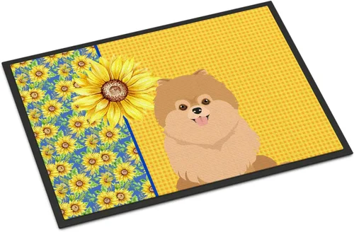 Miniatura 300 de Caroline's Treasures WDK5313MAT Airedale Terrier - Tapete para puerta delantera de 18 x 27 pulgadas, diseño de girasoles de verano, para entrada