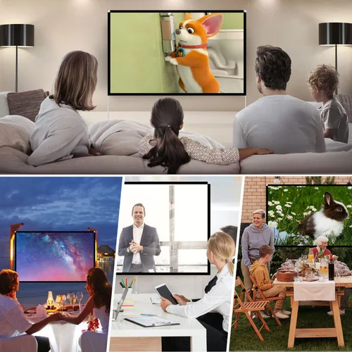 Miniatura 3 de Pantalla de proyector y soporte de 100 pulgadas, pantalla de proyección portátil al aire libre 16:9 4K HD, pantalla de proyección de película