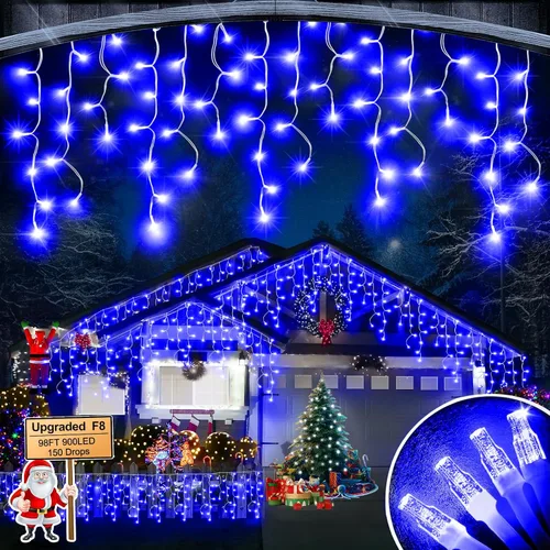 Miniatura 27 de FLVOECN 480 luces LED de Navidad de 49 pies, enchufables, 8 modos con temporizador, luces de hielo regulables, para exteriores, impermeables