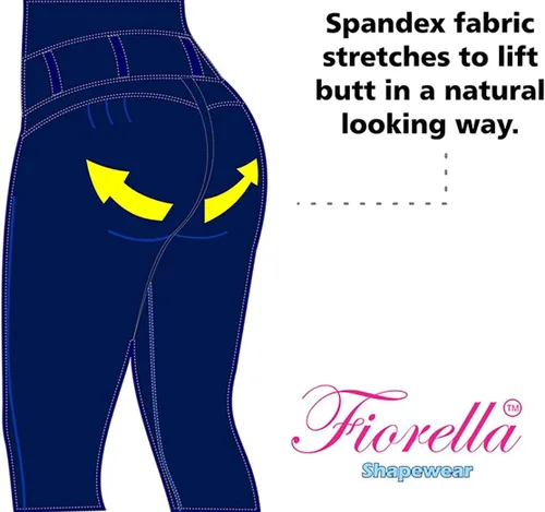 Miniatura 7 de Fiorella Shapewear Levantador de glúteos para mujer, pantalones vaqueros de cintura alta push up negro Levanta Cola Pantalones Colombianos 516BB