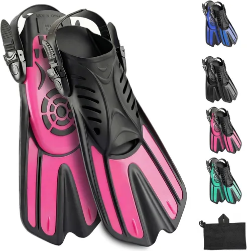 Miniatura 8 de Alatas de buceo y equipo de esnórquel para adultos, aletas de snorkel, aletas de natación abiertas, ajustables, para hombres, mujeres, niños, aletas