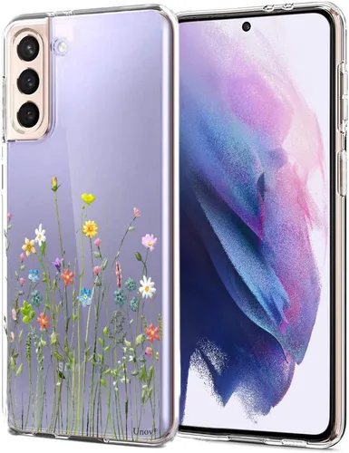 Miniatura 16 de Unov Funda para Galaxy S21, transparente con diseño, ajuste delgado, buen agarre, funda de teléfono en relieve, cubierta protectora a prueba