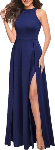 Miniatura 3 de Mushare Vestido largo formal, para mujer, con cuello halter, sexy, con corte, de cóctel o fiesta