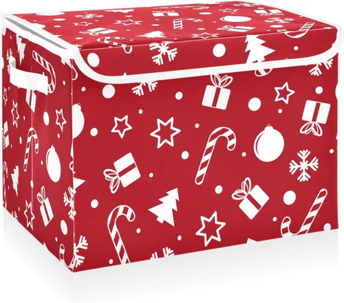 Miniatura 9 de CaTaKu Contenedores grandes de tela con tapas, cajas de almacenamiento de bastones de caramelo de Navidad con asas para organizar la ropa, cubos