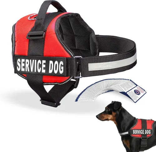 Miniatura 5 de Arnés Industrial Puppy para perros con correas y asa, y chaleco con parche reflectante, en un cómodo diseño de malla, Bright Red 2-Rojo Brillante