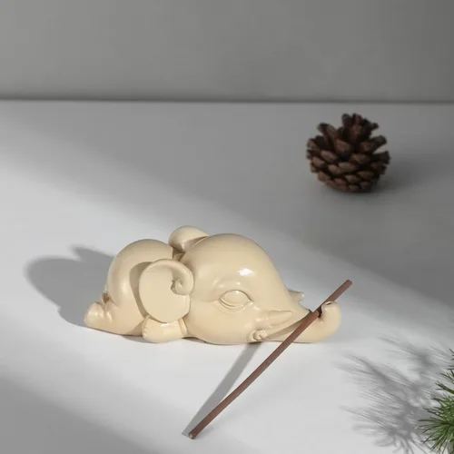 Miniatura 5 de Cacukap - Quemador de incienso de elefante adorable, soporte para incienso en palos, bandeja de incienso con tema de elefante, decoración única