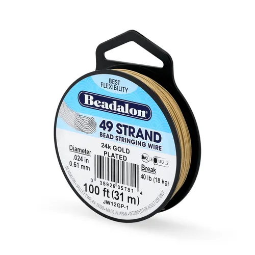 Miniatura 24 de Beadalon Alambre de cuerda de cuentas de acero inoxidable de 49 hebras, 0.036 pulgadas / 0.036 in, negro, 100 pies / 101.7 ft