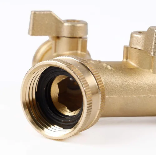 Miniatura 5 de Triumpeek Divisor de manguera de latón de 2 vías de 3/4 pulgadas, conector de manguera de jardín de latón de 2 vías con 2 protectores de resorte