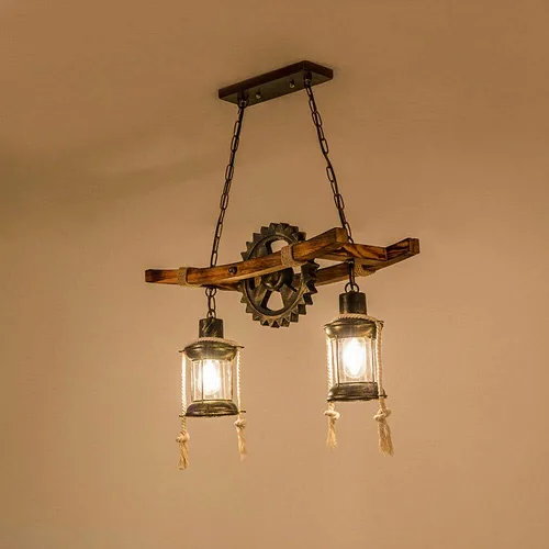 Miniatura 5 de TFCFL Lámpara colgante industrial de 8 cabezas, estilo granja, de madera, lámpara de techo vintage, pantalla de cristal para mesa de billar, cocina