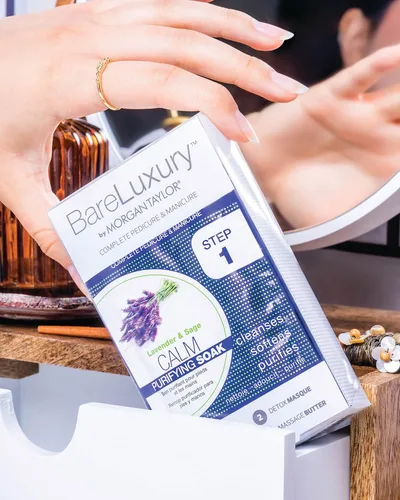 Miniatura 3 de Morgan Taylor BareLuxury - Paquetes completos de pedicura y manicura de 4 pasos (lavanda y salvia), kit de spa para manos y pies en 4 paquetes, kit