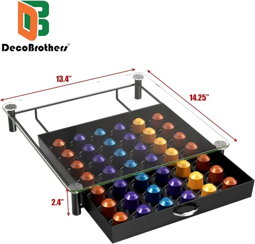 Miniatura 3 de DecoBros Nespresso OriginalLine gavetero con soporte para cápsulas de vidrio templado Vidrio templado - OriginalLine Only