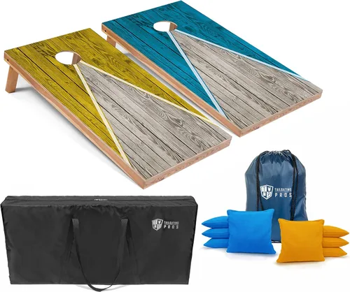 Miniatura 49 de Tailgating Pros Juego de tablero de Cornhole ligero con diseño piramidal con bolsas de frijoles y estuche de transporte, juego de cornhole