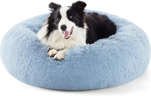 Miniatura 17 de Bedsure - Cama relajante para perro mediano, lavable, tipo dona, cama para gato, antideslizante, redonda, afelpada, mullida, de piel sintética