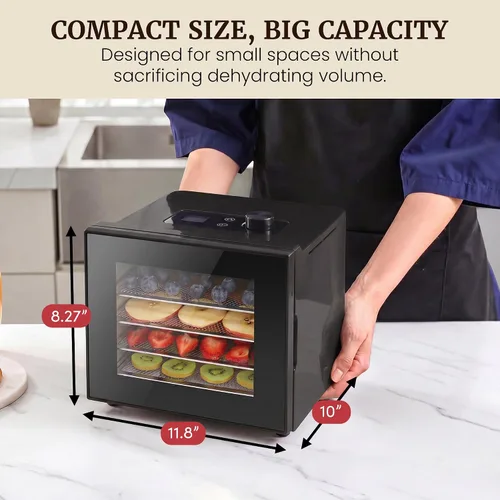 Miniatura 5 de Elite Gourmet - Deshidratador de alimentos, bandejas de acero inoxidable, controles de temperatura ajustables, aperitivos de jerky, hierbas, frutas