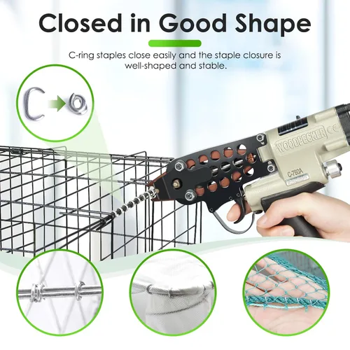 Miniatura 5 de SC760 - Grapas de anillo C de acero inoxidable 304, calibre 16, corona de 1/2 pulgada, 18,000 PCS/caja para pistola de anillo de cerdo serie