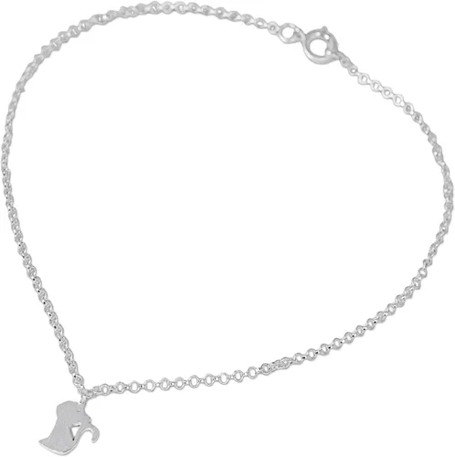 Miniatura 2 de NOVICA . Tobillera de plata de ley 925, 9.75 pulgadas 'Kitty Cat Charm', Plata de ley