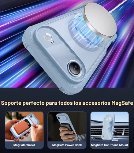 Miniatura 4 de Diaclara Funda magnética diseñada para iPhone Air, protector de pantalla de cuerpo completo, compatible con MagSafe, a prueba de caídas, con Azul
