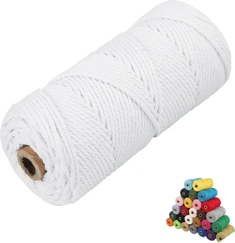 Miniatura 64 de Cordón de algodón para macramé, hilo torcido de 4 capas, cuerda de algodón natural, suministros perfectos de macramé, para hacer soportes colgantes