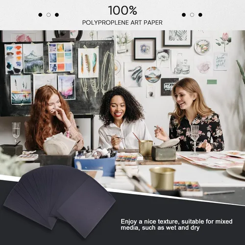 Miniatura 6 de Crtiin 100 hojas de papel de dibujo negro pesado 150 GSM, 100 libras, papel de dibujo para lápices de colores, pastel al óleo, carbón, bolígrafo