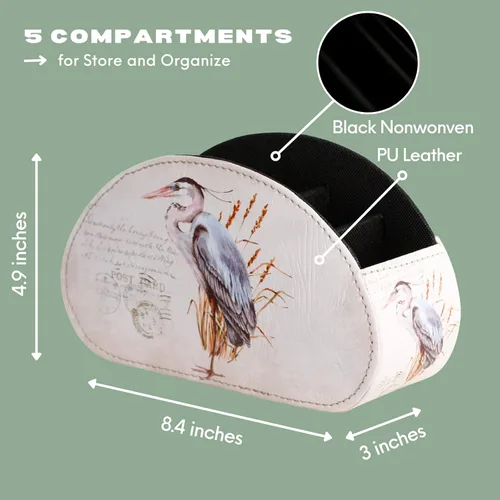 Miniatura 5 de Organizador de mesa de piel sintética con 5 compartimentos para cosméticos, suministros de oficina, regalos para hombres, novio, marido, garza retro