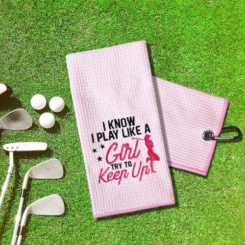 Miniatura 6 de TOUNER I Know I Play Like A Girl Try to Keep Up, toallas de golf bordadas divertidas para mujer, bolsa de golf, toalla de regalo para damas