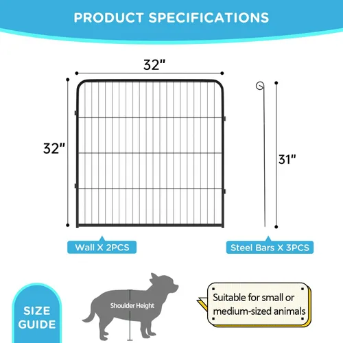 Miniatura 7 de BestPet Extensión de corral para perros 32 pulgadas, 2 paneles Corral resistente para mascotas con ejercicio de metal Paneles de cerca