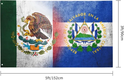 Miniatura 2 de Bandera de México El Salvador - 3x5 pies de nailon, uso en exteriores e interiores