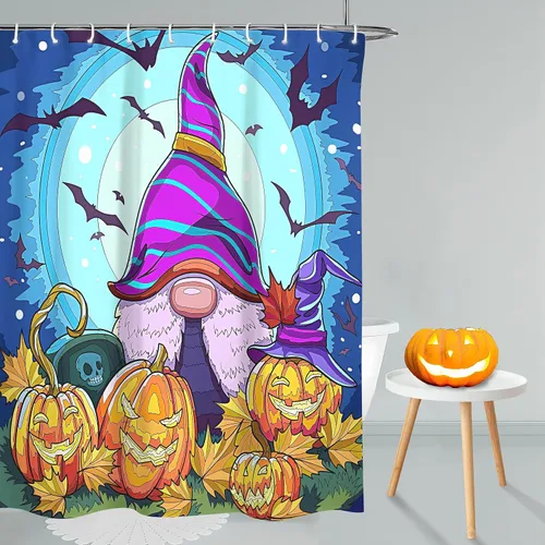 Miniatura 20 de Cortina de ducha de fantasma, tela impermeable con ganchos, 72 x 72 pulgadas, perfecta para decoración de baño de Halloween Cortina de ducha