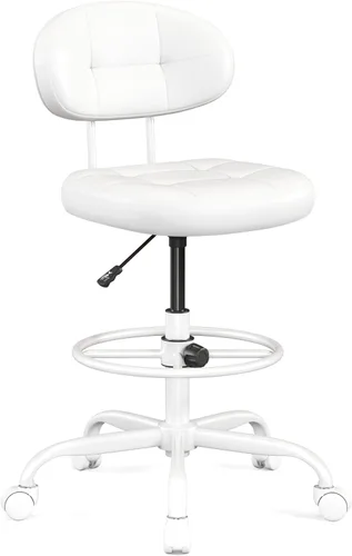 Miniatura 10 de Misolant Silla de Dibujo, Silla de Oficina Alta sin Brazos con Anillo Reposapiés para Escritorio de Pie, Pequeña Silla Ejecutiva de Computadora