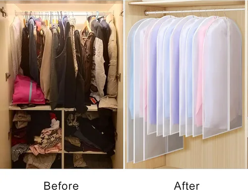 Miniatura 6 de Univivi Bolsas transparentes para colgar ropa de 60 pulgadas, bolsas de vestir transparentes para almacenamiento, paquete de 6 fundas de traje