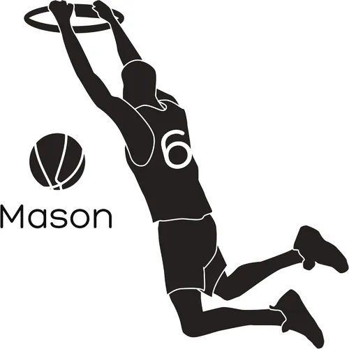 Miniatura 2 de Calcomanía de pared de jugador de baloncesto Scores a Goal in The Basket – Calcomanía de vinilo con nombre y número del jugador personalizable