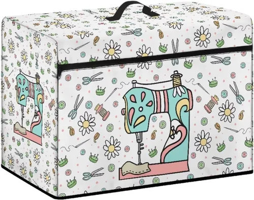 Miniatura 31 de Funda para máquina de coser con estampado floral, estilo bohemio, resistente a las manchas, ligera, impermeable, cubierta antipolvo con bolsillos