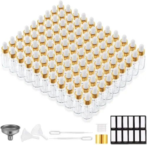 Miniatura 21 de PrettyCare Paquete de 4 botellas con cuentagotas de aceites esenciales, botellas vacías de tintura para cuidado personal y belleza, Ámbar