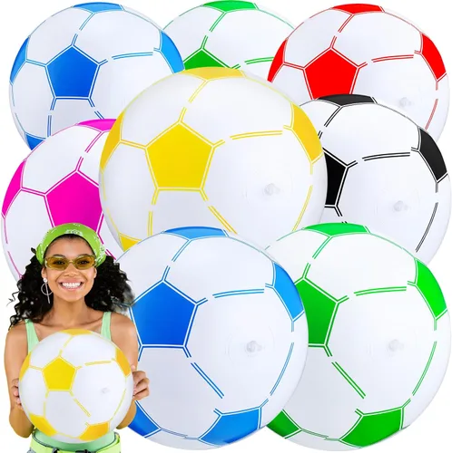 Hungdao Pelota de fútbol inflable de 16 pulgadas, juguetes de playa grandes, multicolor a granel, pelotas de fútbol inflables, juegos de agua de
