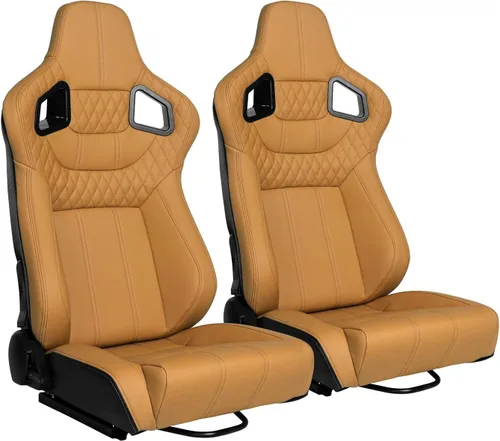 Asientos de Carreras 2 Piezas Asientos Bucket Reclinables con 2 Deslizadores Asientos de Cuero PU Ajustables Asientos Deportivos Universales para