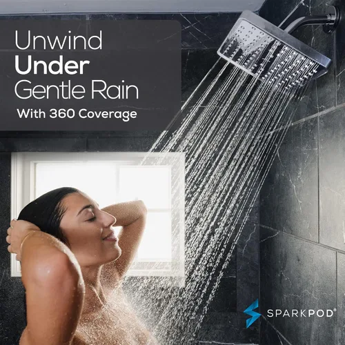 Miniatura 4 de SparkPod Cabezal de regadera – Lluvia de alta presión – Diseño de lujo de calidad premium – Instalación en 1 minuto – Reemplazo ajustable fácil