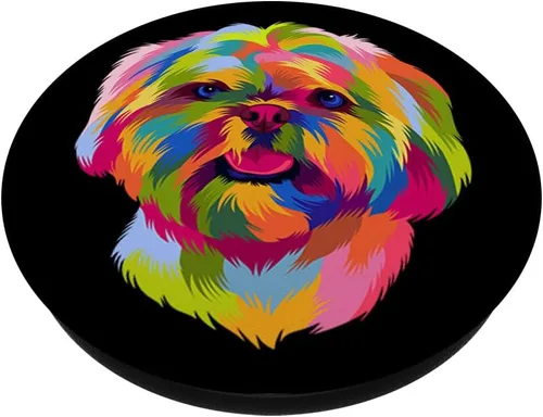 Miniatura 2 de Colorido Pop Art Shih Tzu Retrato Shitzu cachorro propietario PopSockets intercambiable PopGrip