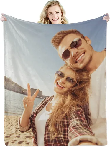 Miniatura 25 de Abybela Manta personalizada con texto fotográfico para regalos de parejas, manta personalizada con imagen, regalos para novio, novia, esposa, Foto-3