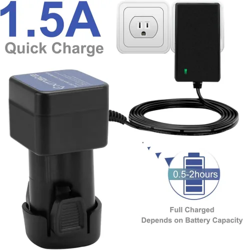 Miniatura 3 de Exmate Cargador de batería de litio de 12 V compatible con Black and Decker BL1110 BL1310 BL1510 LB12 LBX12 LBXR12 12V batería estilo Pod