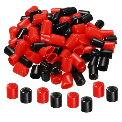 Miniatura 10 de MECCANIXITY 50 unids tapas de goma Surtido de 0.079 in PVC vinilo tornillo rosca protector para tornillo tornillo negro rojo