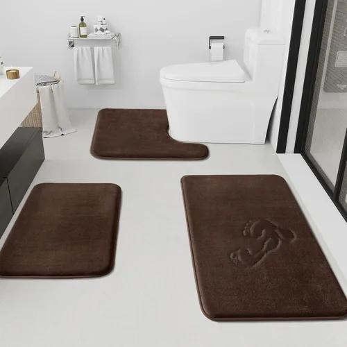 Miniatura 23 de HUXMEYSON Juego de alfombras de baño de 2 piezas, juego de alfombrillas antideslizantes y de secado rápido, alfombras de baño ultra suaves de Negro