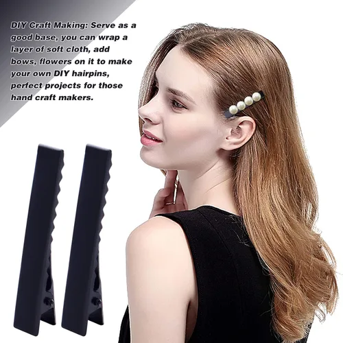 Miniatura 5 de 100 pinzas de metal para el cabello de cocodrilo, parte superior plana con dientes, horquillas de una sola punta, pinzas de peluquería para mujeres
